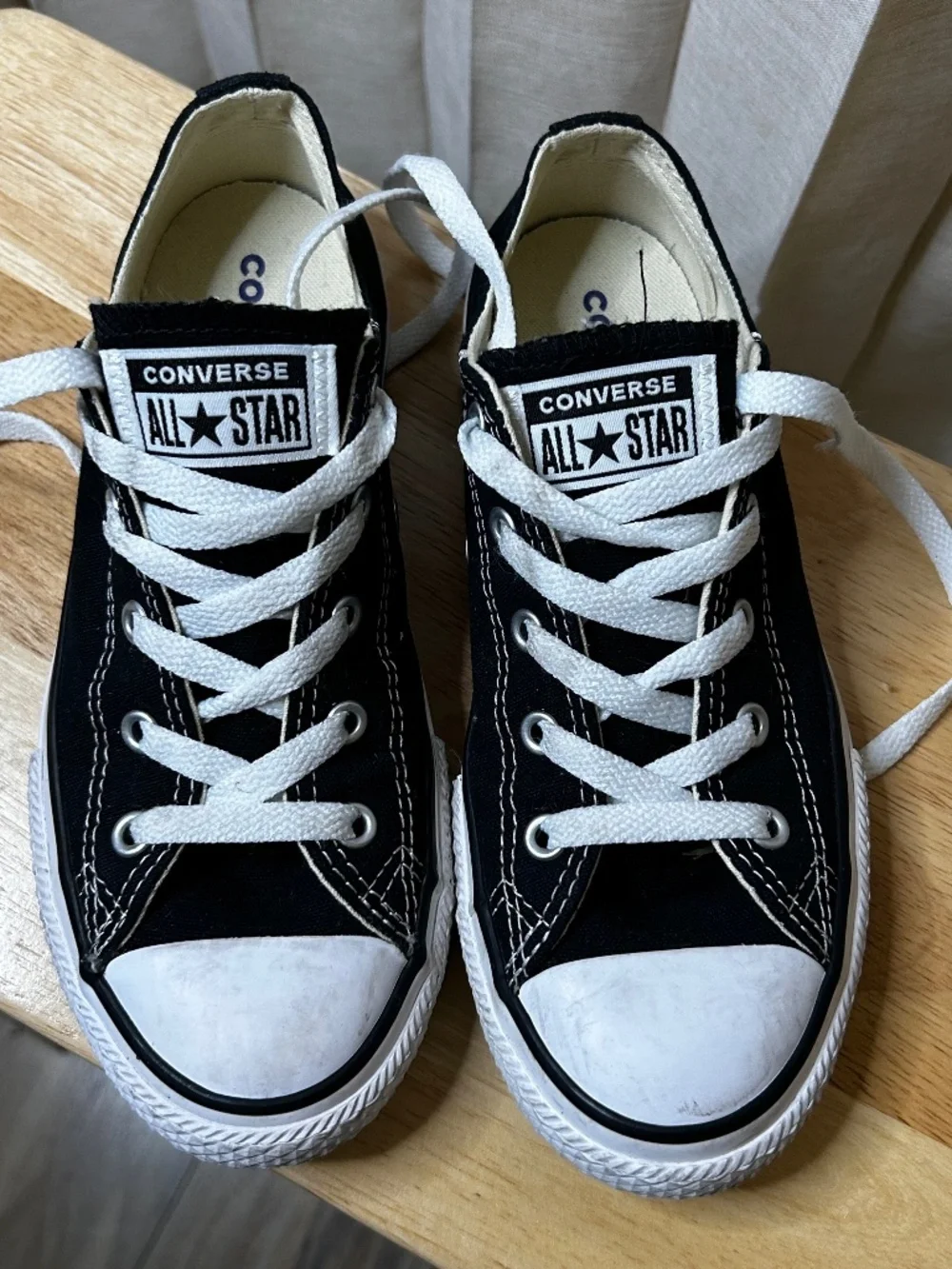 YOUTH Converse All Star Canvas Low Top Lace-Up Sneakers Black/White Kids US 2.5